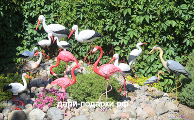 Аист с детёнышем в гнезде 2шт (Аист-70см, аист-115см ) полистоун Аист - является символом новой жизни. Согласно русским народным поверьям, аист - птица, приносящая счастье в Ваш дом. Также аист покровительствует рождению детей.