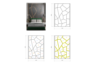 Делаем раскладку панелей, указываем где будут световые панели и какой толщины.