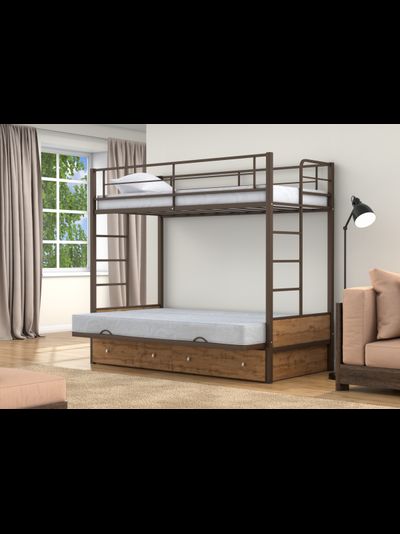 Двухъярусная кровать-диван Дакар 1 Коричневый (вставки дуб крафт табак)