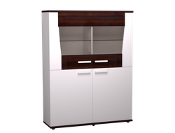Гостиная НОРВУД - НОРВУД 22 Шкаф-сервант Белый-Орех шоколадный