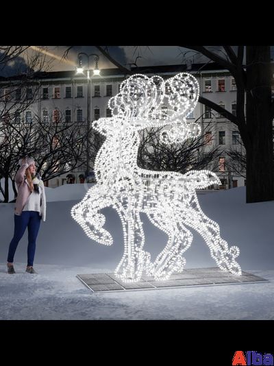 Световая фигура Новогодний олень с подиумом