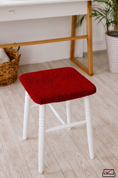 Чехол на табурет Жаккард Волна  Бордовый (2 ШТУКИ). Россия