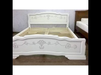 Кровать "Карина 6" белый жемчуг из массива сосны (Браво мебель) в Липецке