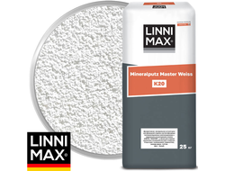 Минеральная декоративная штукатурка LINNIMAX Mineralputz Master Weiss K20 Winter Белая Камешковая 2 мм 25 кг