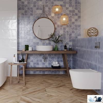 Плитка настенная Gracia Ceramica Folk blue wall 25 х 60 см голубой рельеф