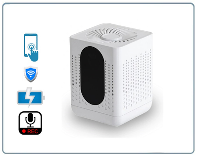 DE/AR7 Wi-Fi аудио диктофон в корпусе очистителя воздуха, встроенный регистратор, доступ с мобильного (CamSC Pro), Непрерывная запись - режим - 63 часа. Режим А - 131 дней, Режим В до 210 дней.