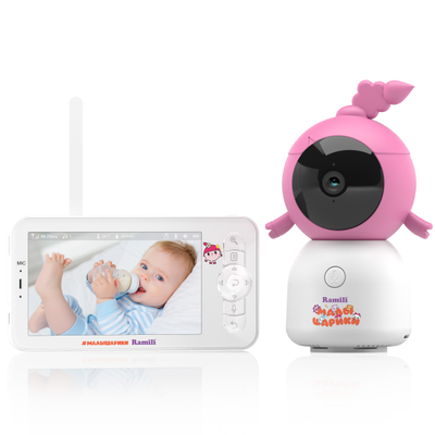 Видеоняня Ramili Baby RV100NUSHA Нюша, Малышарики, с креплением, Wi-Fi моторизированная видеоняня с креплением + монитор с диагональю 12,7 см., интерком, DVR, 2k