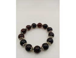 Браслет шары янтарь со вставками.