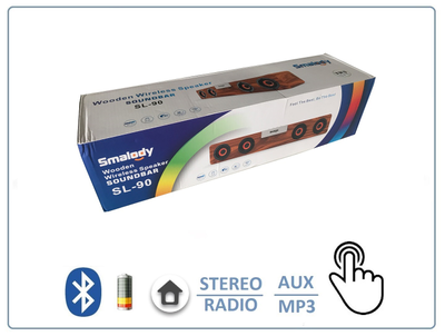 SMALODY SL-90 Bluetooth колонка СТЕРЕО, радио FM, с аккумулятором для использования в помещении