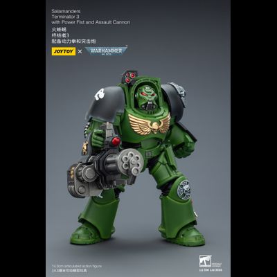 Терминатор Саламандр (Warhammer 40K) - КОЛЛЕКЦИОННАЯ ФИГУРКА 1/18 Salamanders Terminator with with Power Fist and Assault Cannon (JT03233) - JOYTOY