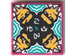 Tile 2 x 2 with Groove with BeatBit Album Cover - Kaleidoscope Guys Pattern, Magenta (3068bpb1765 / 6341642)