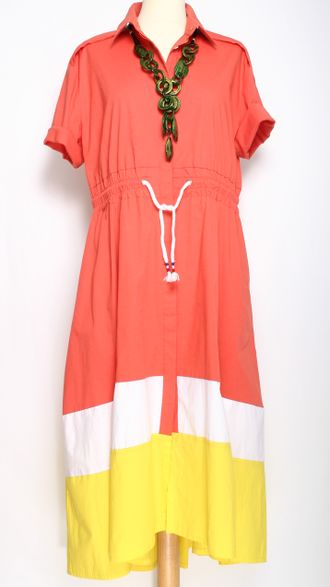 Платье-рубашка Бохо "Контрасты" оранжевое
