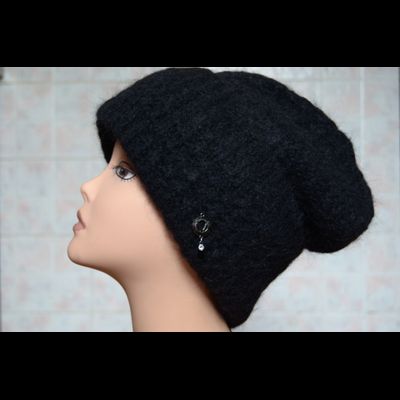 Вязаная шапка с отворотом  Vizio Италия 5967 CR черная