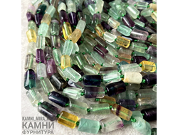 Флюорит цилиндры 9,3-13х6-7,1 мм, цена за нить 19 см
