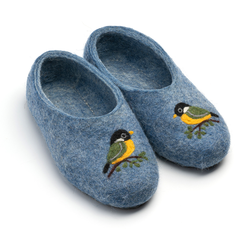 Войлочные тапочки «Синички» голубые