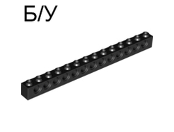 ! Б/У - Technic, Brick 1 x 14 with Holes, Black (32018 / 4107558) - Б/У