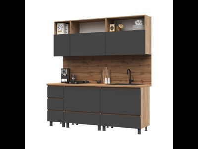 Кухня 2,0 ХЕЛЕН (2000*1900*600мм), Крафт золотой/Графит серый