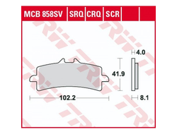 Тормозные колодки передние TRW MCB858SV для Kawasaki, BMW, Honda (Sinter Street SV)