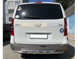 Защита заднего бампера двойная с перемычками d60/42 для Hyundai H-1 Grand Starex (2018-)