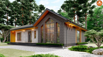 Одноэтажный дом из Газобетона - 130м2