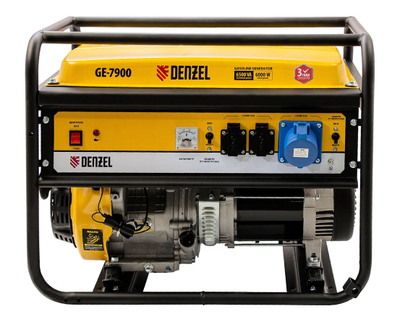 Бензиновый генератор 6,5 кВт, 220В/50Гц, 25 л DENZEL GE 7900 94638