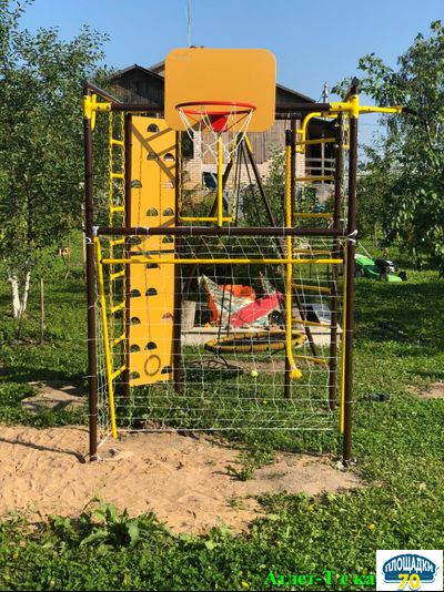 Детский уличный металлический комплекс 7 зеленый-желтый + гнездо 60 см