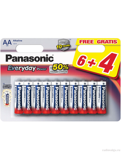 Пальчиковая алкалиновая батарейка Panasonic AA 1.5V Everyday Power Alkaline Battery [ по 10 шт ]