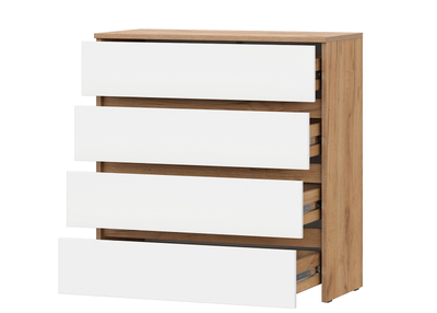 Некст комод 4 ящика Дуб Золотой / Белая шагрень