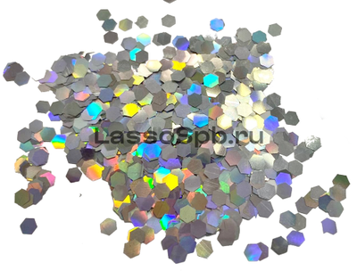 Глиттер блестки Серебро Голография 4 мм вес 100 г