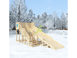Детская деревянная зимняя горка "IgraGrad Snow Fox", скат 5,9 м без окраски фото