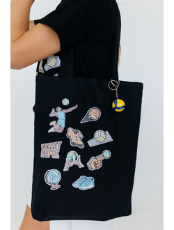 Холщовая сумка со стикерами