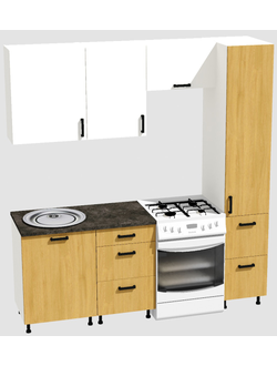 Кухня Эконом 1,5 метра с колонкой (1100х400) Цвет: Белый/Дуб Сонома