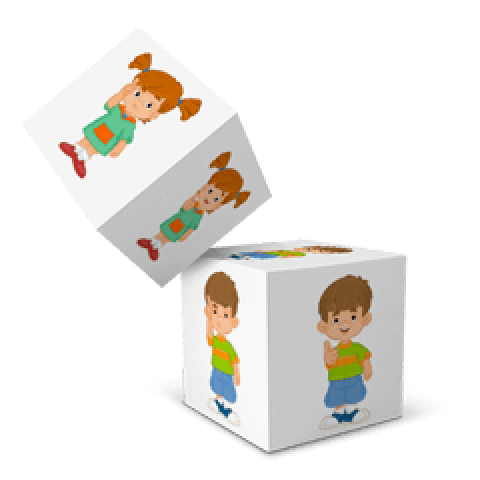 Кубики жестов и эмоций В комплект входят 7 макетов кубиков, которые надо вырезать и склеить.