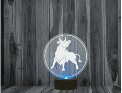 Светильник 3D, ночник с символикой "Быка" №5
