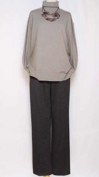 Брюки трикотажные "ПЁСТРЫЕ ПРЯМЫЕ" серые р.58