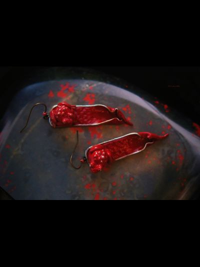 "Сургучные Императорские Лягушки", серьги югендстиль