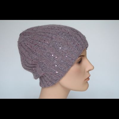 Сиреневая вязаная шапка с пайетками Vizio Италия 8064 C