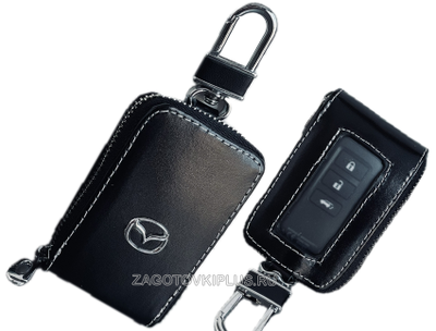 Ключница авто с окошком из натуральной кожи с логотипом MAZDA