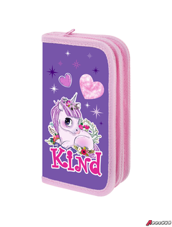 Пенал ПИФАГОР, 2 отделения, ламинированный картон, 19×11 см, «Happy Unicorn». 271533