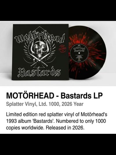 MOTORHEAD - Bastards LP Splatter Ltd.1000