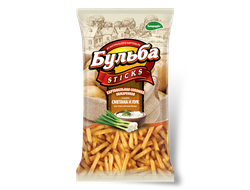 Соломка со вкусом сметана и лука из цельного картофеля обжаренная "Бульба sticks"75г