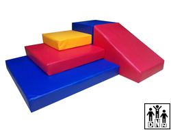 Мягкий модульный Спортивный комплекс «Островок-2» синий / красный / желтый