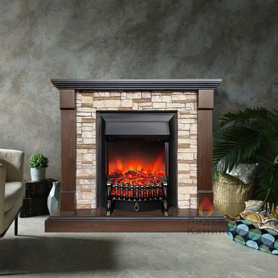 Электрокамин Тауэр LO сланец с очагом Fobos