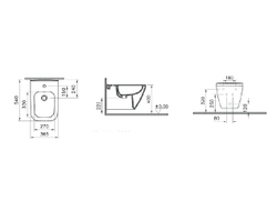 Подвесное биде Vitra Integra Square, 7083B003-0288