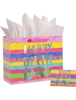 Пакет подарочный с тишью + открытка 33*12*26 см