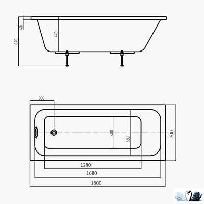 Ванна Azario Bella 170x80 см AV.0023170, акриловая, прямоугольной формы