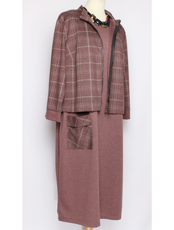 КОСТЮМ- ДВОЙКА1 "Клетка"чайная роза  р.46