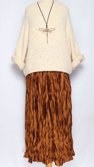 Юбка плотная шелковая "Жатая" терракотовая   р.46-54