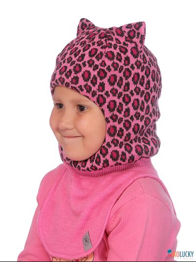 Шапка-шлем  20101-08, цвет ярко-розовый,серый р. 52-54