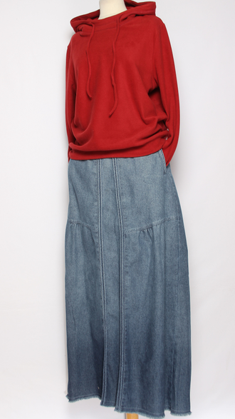 ЮБКА  джинсовая "Длинная тюльпан " голубая до р.52